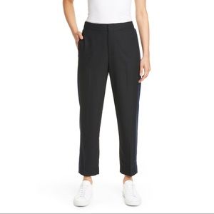 Club Monaco Wool Tuxedo Stripe Pants Black Base Cropped Ankle Size 4 NWT $179